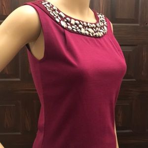 Purple top size small  gray embellish